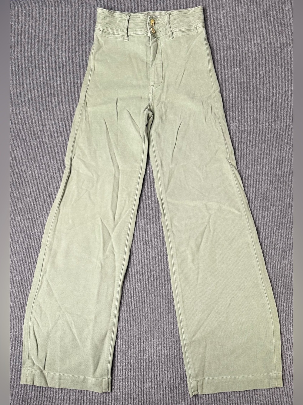 Faherty Harbor Pant Womens 24 Coastal Sage Wide Leg Stretch Terry NWT
